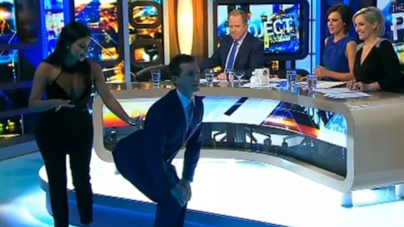 Kim Kardashian helps Rove McManus in an attempt to re-create an image from her Jean-Paul Goude shoot.