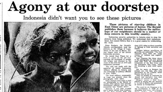 A photo by Peter Rodgers of a starving East Timorese in 1979. 
