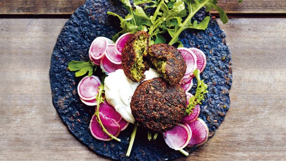 Oven-baked super-green falafel. 