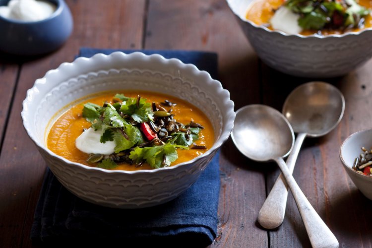 Karen Martini's roasted root vegetable soup with cinnamon and ginger. 