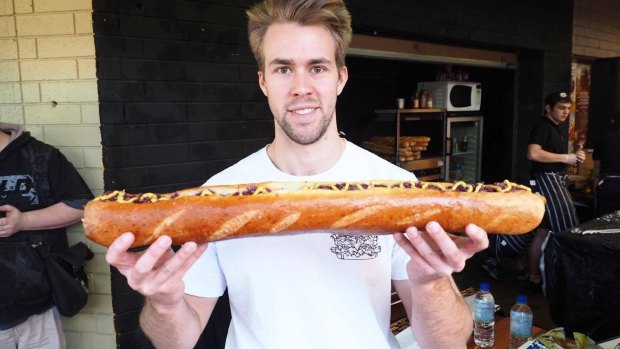 Sam Brouwer with the 24 inch mega-dog.
