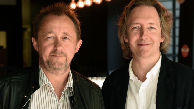 The outgoing STC artistic director Andrew Upton (left) with his successor Jonathan Church.