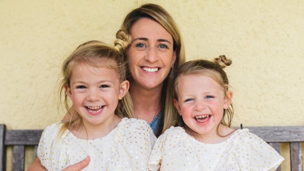 Canberra United coach Heather Garriock at home with her daughters, Noa, 3, and Kaizen, 5, plans to enjoy the Canberra lifestyle in 2018.