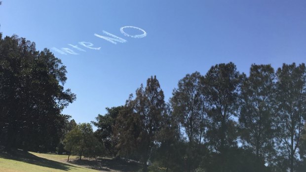 The 'vote no" sign seen from Gough Whitlam Park in Earlwood.