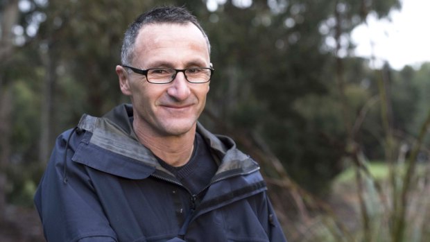 Greens leader Richard Di Natale on his farm.