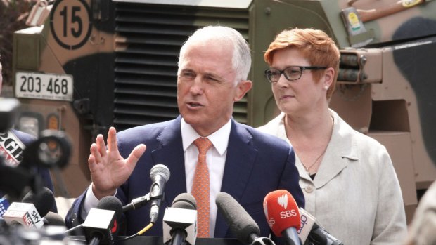 Malcolm Turnbull and Defence Minister Marise Payne visit weapon-maker Thales last month.