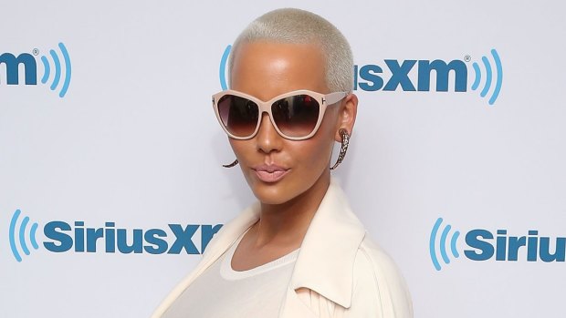 Radio slur: Model Amber Rose at the SiriusXM radio studios where she spoke about Kylie Jenner's relationship on air.