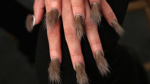 The furry nail manicure trend is in, apparently.