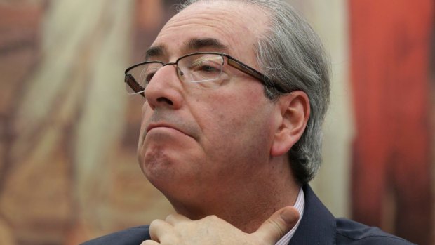 Former President of the Chamber of Deputies Eduardo Cunha during the presentation of his defence.