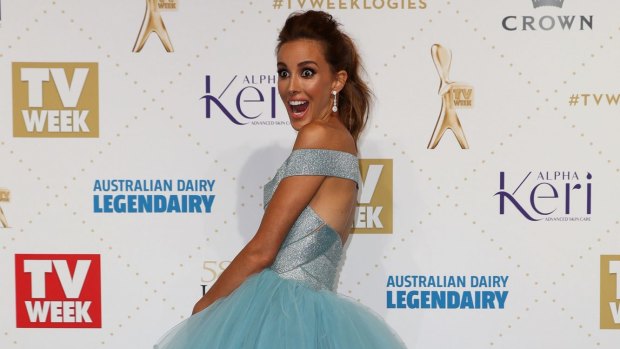 From designer to discount: Bec Judd, pictured here at the Logies in May wearing a designer J'Aton gown, can't get enough of Kmart's $2 bowls.