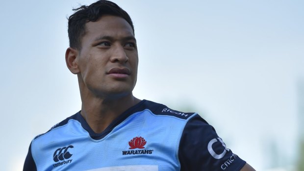 Dances with Sunwolves: Israel Folau looks on after the match between the Sunwolves and the Waratahs.