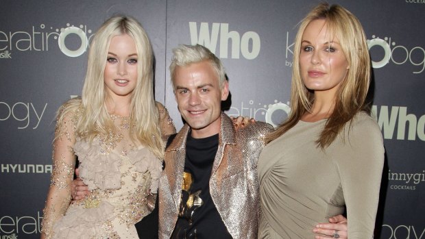 Former <i>Australia's Next Top Model</i> finalist Simone Holtznagel, fashion commentator Josh Flinn and Charlotte Dawson.