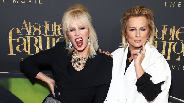 Joanna Lumley and Jennifer Saunders at  the <i>Absolutely Fabulous: The Movie</i> premiere in Sydney. 