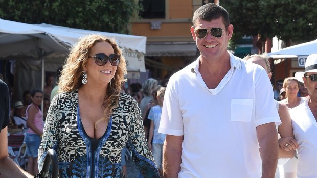 Mariah Carey and James Packer go public with their relationship in Portofino last year.