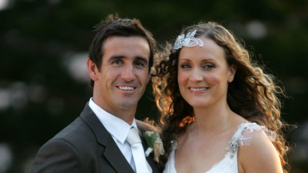 Andrew Johns and Cathrine Mahoney's wedding day in 2007.