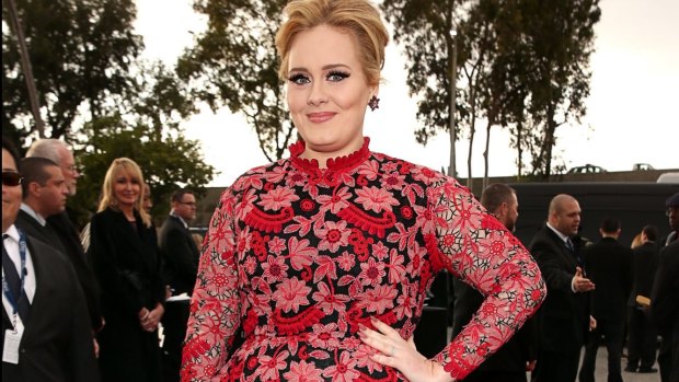 Adele arrives at the 2013 Annual Grammy Awards in Los Angeles, California.