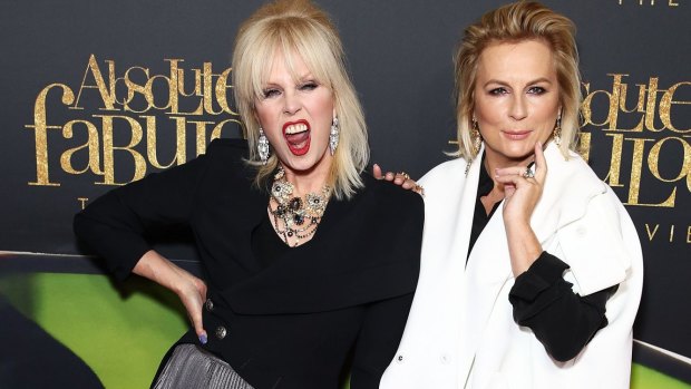 Joanna Lumley and Jennifer Saunders arrive for the Australian premiere of <i>Absolutely Fabulous: The Movie</i> in Sydney. 