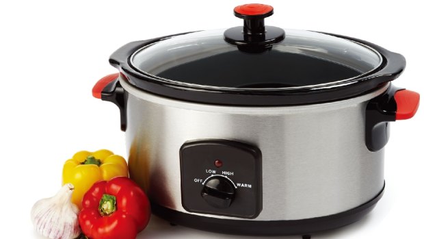 Kmart's Homemaker 5-litre stainless steel slow cooker.