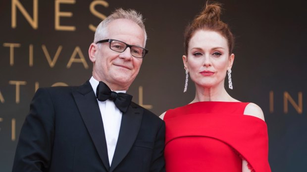 Cannes Film Festival director Thierry Fremaux and actress Julianne Moore in 2018. 