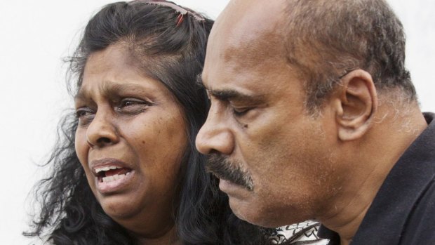 Anguish: Myuran Sakamaran's mother and father Raji and Sam Sukumaran.