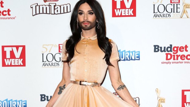 Conchita Wurst arrives at the 57th Annual Logie Awards.