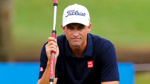 Long wait: Adam Scott used the broomstick putter in tournament play for the first time in more than two years.