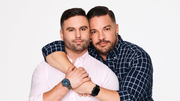 Chris and Grant, the gay couple on Seven's reality series <i>Bride & Prejudice</i>.