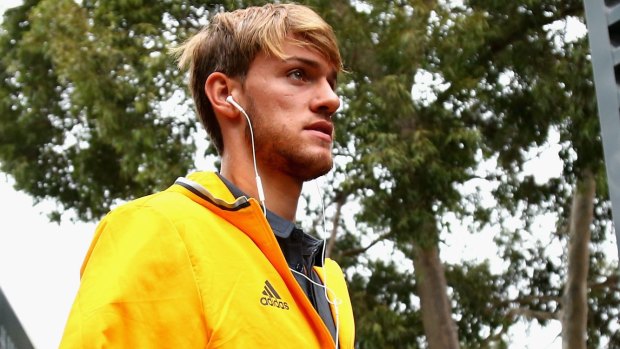 Juventus defender Daniele Rugani arrives at a welcome ceremony in Melbourne