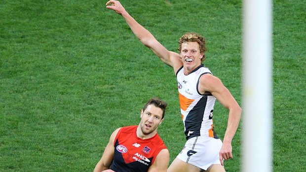 Will Hoskin-Elliott enjoys a goal against the Demons.