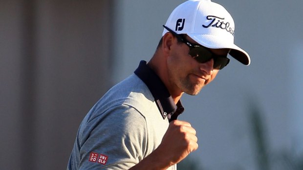 Adam Scott regained his composure after hitting two tee shots into the water on the 15th.