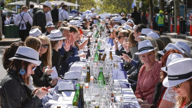 The world's longest lunch on Lygon St on Friday, March 31.