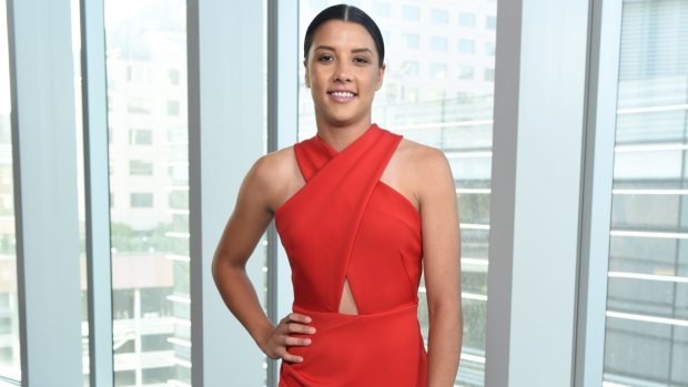 Winner: Sam Kerr arrives at the Women's Health sportswoman of the year awards.