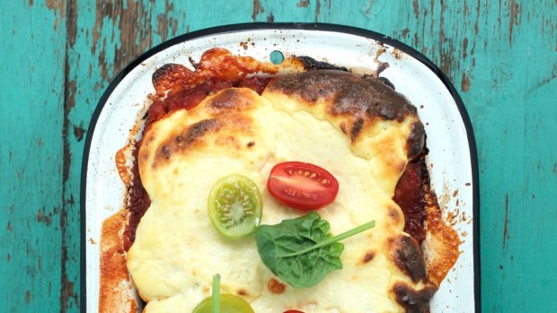 Roast pumpkin and spinach lasagne.