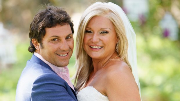 Nasser Sultan, left, with his bride Gabrielle Bartlett on Nine's Married at First Sight.