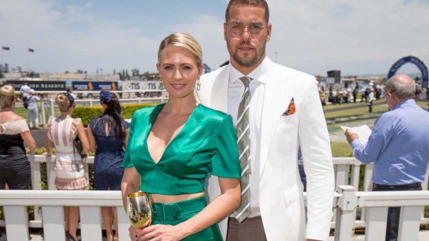 Jesinta and Lance Franklin at the Magic Millions race day.