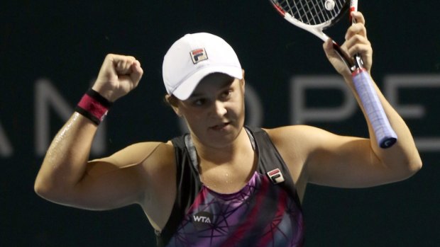 Victorious: Ashleigh Barty celebrates her first title.