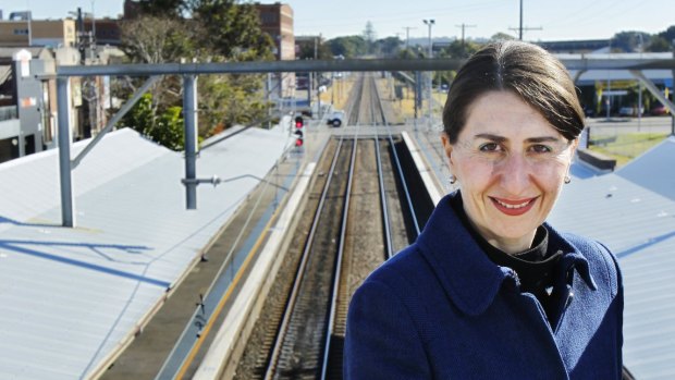 End of the line: Gladys Berejiklian, Minister for Transport, at Wickham train station. 