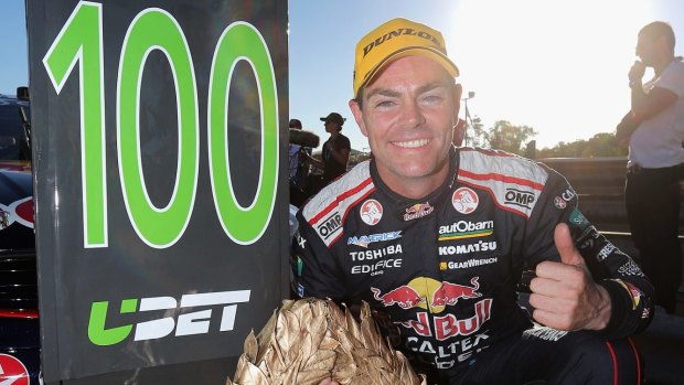 At last: Craig Lowndes of Red Bull Racing finally won his 100th career race.