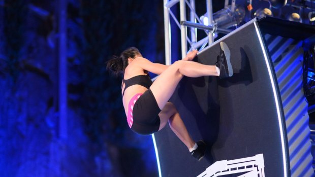 The moment rockclimber Andrea Hah was able to get over the warped wall. 