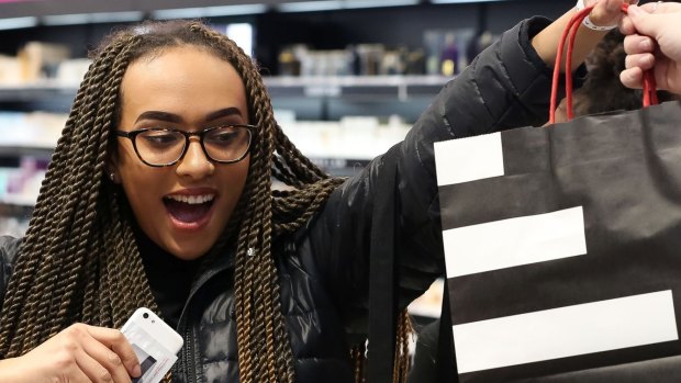 Vera Cheffers, 20, the first in the world to buy Fenty Beauty at Sephora Chadstone, Melbourne, on Friday morning.