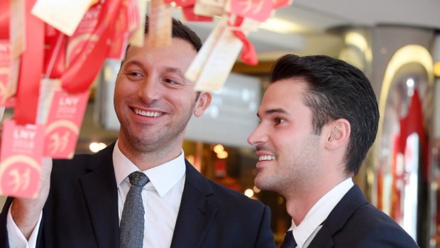 Ian Thorpe and Ryan Channing at the Lunar New Year lunch at Black Bar and Grill at The Star.
