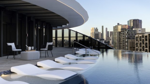 Melbourne Marriott Hotel Docklands' 'Insta-worthy' pool. The hotel opens at the end of the month.