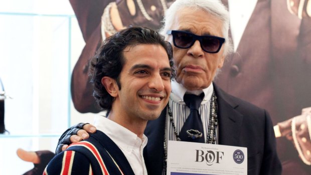 Business of Fashion founder Imran Amed with Karl Lagerfeld.