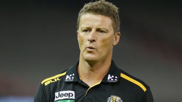 MELBOURNE, AUSTRALIA - MARCH 10:  Tigers head coach Damien Hardwick looks upfield during the 2016 AFL NAB Challenge match between the Richmond Tigers and the Port Adelaide Power at Etihad Stadium on March 10, 2016 in Melbourne, Australia.  (Photo by Michael Dodge/Getty Images)