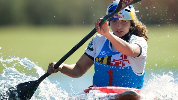 Determined: Jessica Fox in action at the Penrith Whitewater Stadium.