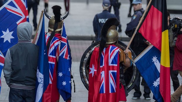 Reclaim Australia supporters in costume.