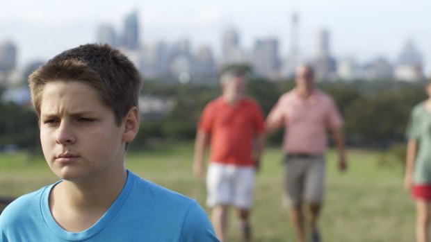 Graham and his dads, Pete and Matt, who shared their story in the documentary <i>Gayby Baby</i>.