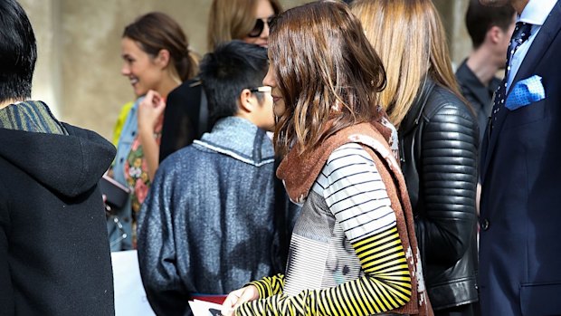 Vogue's fashion director Christine Centenera sporting the "Malcolm Turnbull" look at Fashion Week.