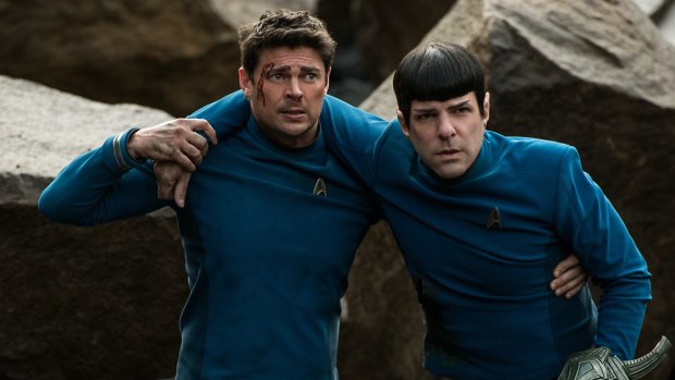 Karl Urban portrays Bones, left, and Zachary Quinto portrays Spock in a scene from the upcoming <i>Star Trek Beyond</i>. This week's Comic Con is expected to draw a many Trekkies.