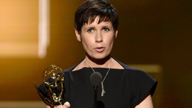 Deborah Riley accepts her Emmy for Game of Thrones.